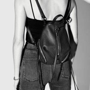 NWT Rebecca Minkoff $245 Julian Medium Leather Backpack BLACK Silver hardware